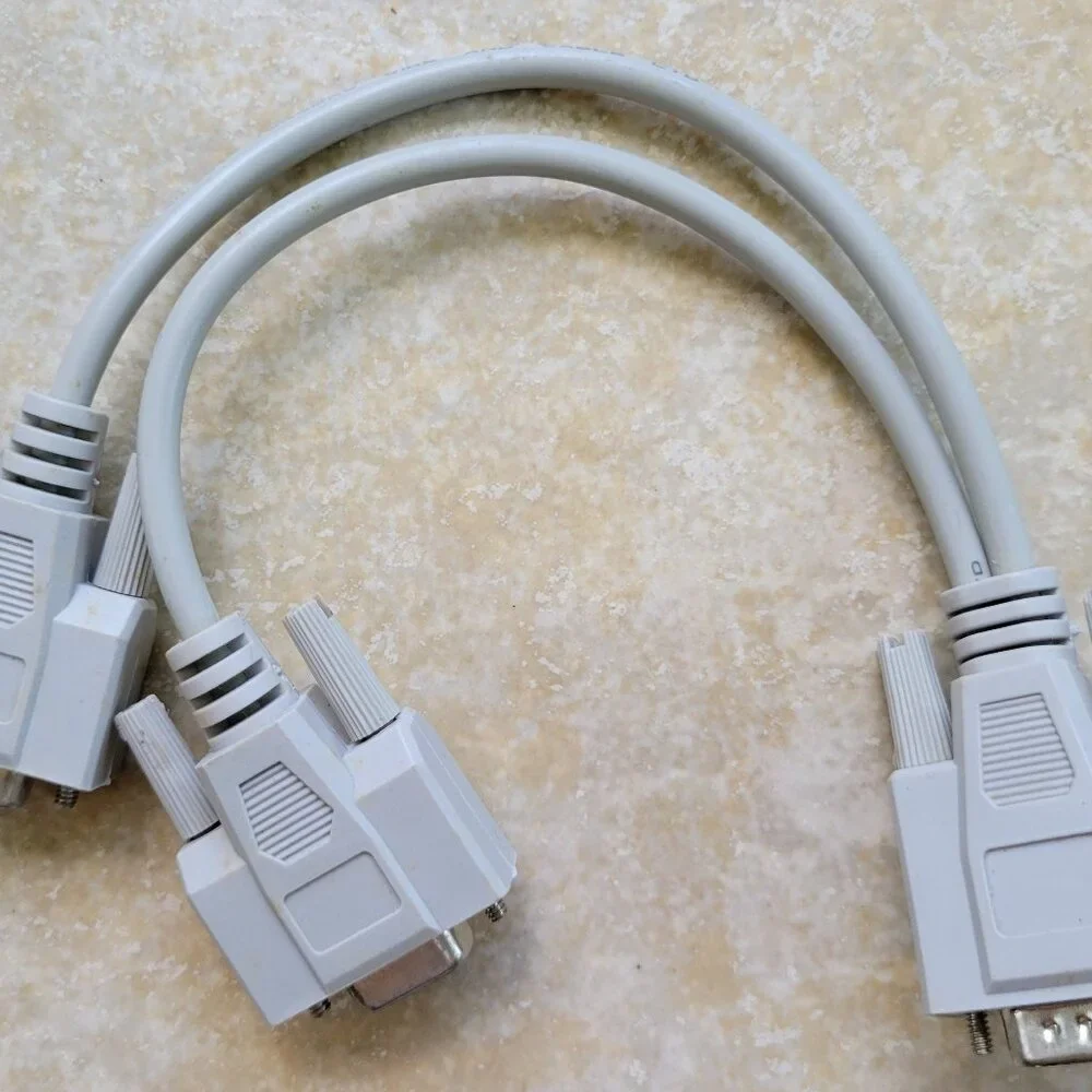 Two 15-Pin VGA Female to One 15-Pin Male Cable Adapter